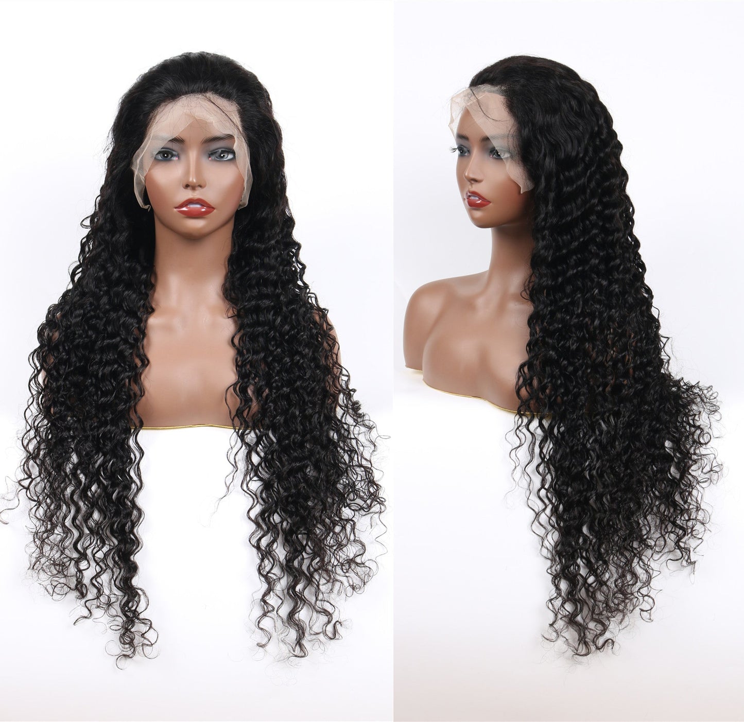 Human hair water wave curly lace front wig, HD lace front human hair wig, black women full lace creative wig