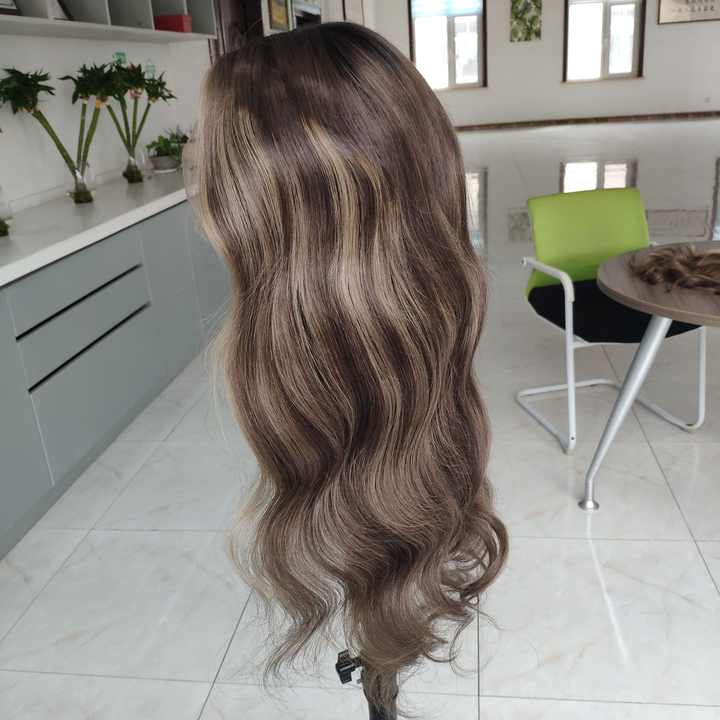 4C Style Women's Lace Front Wig Wavy Hair Transparent Lace Cap Large Size Silver Gray Raw Hair