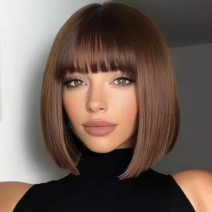 2025 new burst fashion wig female gradient gray straight hair high temperature