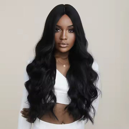 Black Lace Front Wig Black Wave Wigs Women's Middle Part Curly Wave