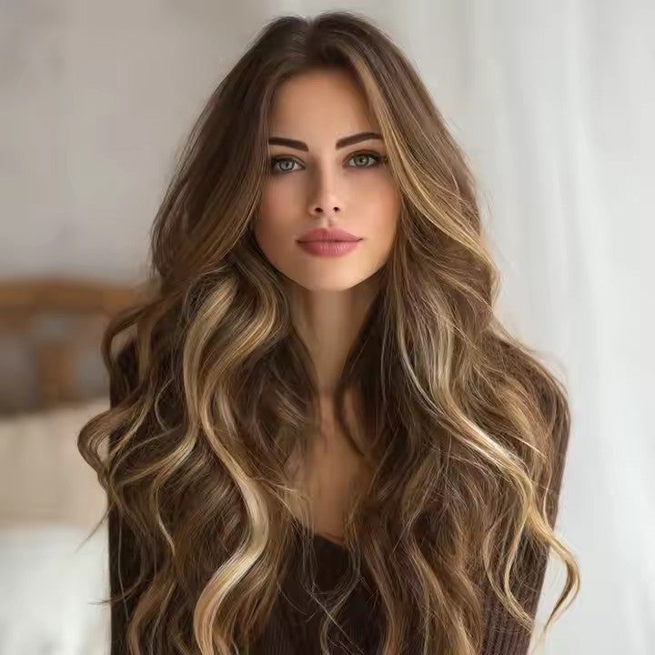 Fashion Wigs Synthetic Wigs Future Fiber Brown Highlights Dye Gradient