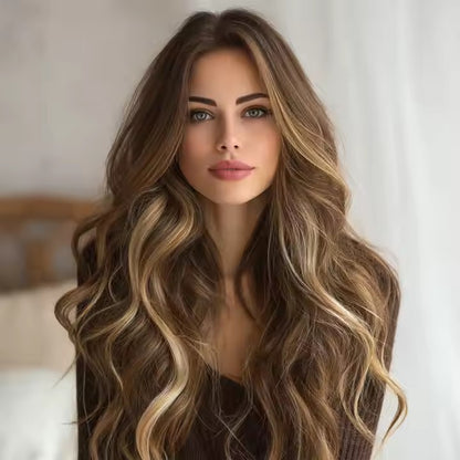 Fashion Wigs Synthetic Wigs Future Fiber Brown Highlights Dye Gradient