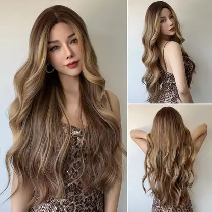 Fashion Wigs Synthetic Wigs Future Fiber Brown Highlights Dye Gradient